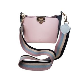 D. Kelly Japan Vegan Leather Pale Pink & Gray Mini Crossbody Bag NEW